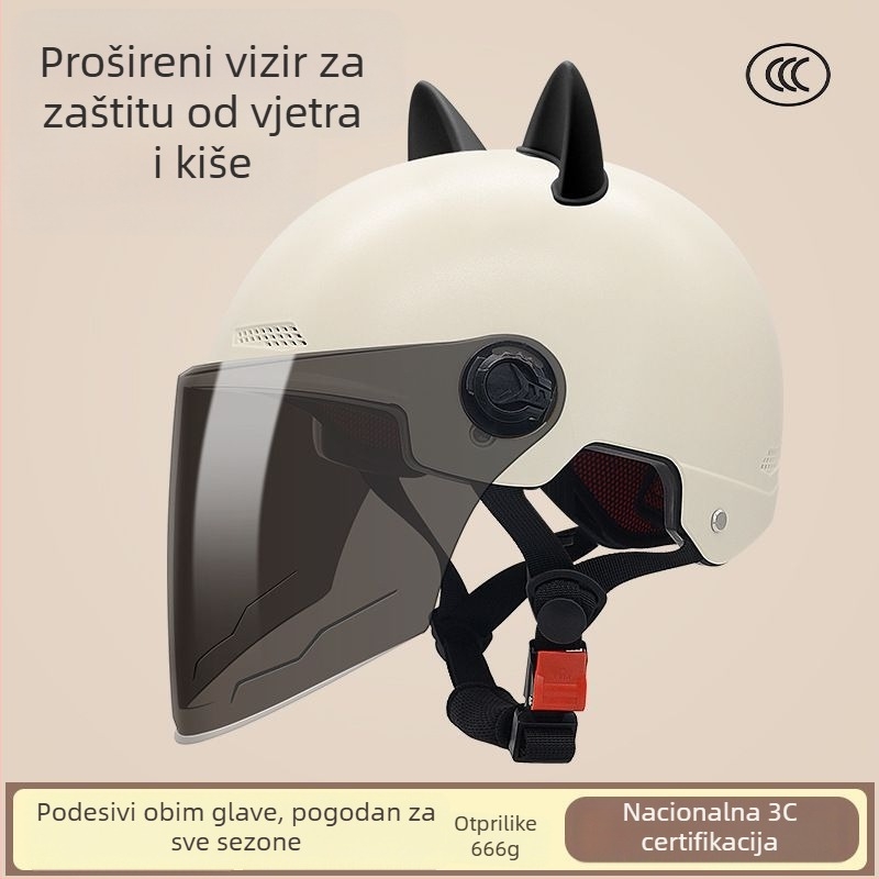 Kaciga za električno vozilo s mačjim ušima, unisex, ljeto, zaštita od sunca (Certifikacija: Tco99; Univerzalna upotreba; Ljeto; Personalizacija: Da)