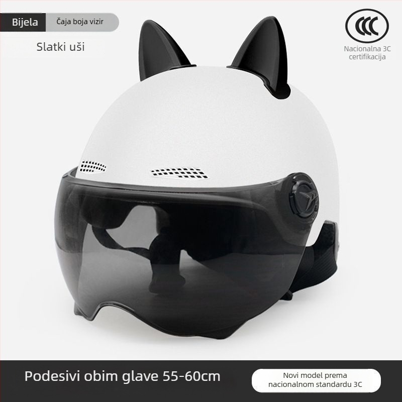 Kaciga za električno vozilo s mačjim ušima, unisex, ljeto, zaštita od sunca (Certifikacija: Tco99; Univerzalna upotreba; Ljeto; Personalizacija: Da)