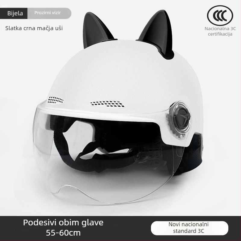 Kaciga za električno vozilo s mačjim ušima, unisex, ljeto, zaštita od sunca (Certifikacija: Tco99; Univerzalna upotreba; Ljeto; Personalizacija: Da)