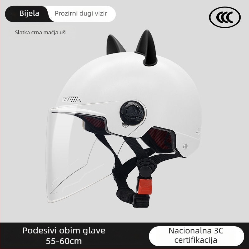 Kaciga za električno vozilo s mačjim ušima, unisex, ljeto, zaštita od sunca (Certifikacija: Tco99; Univerzalna upotreba; Ljeto; Personalizacija: Da)