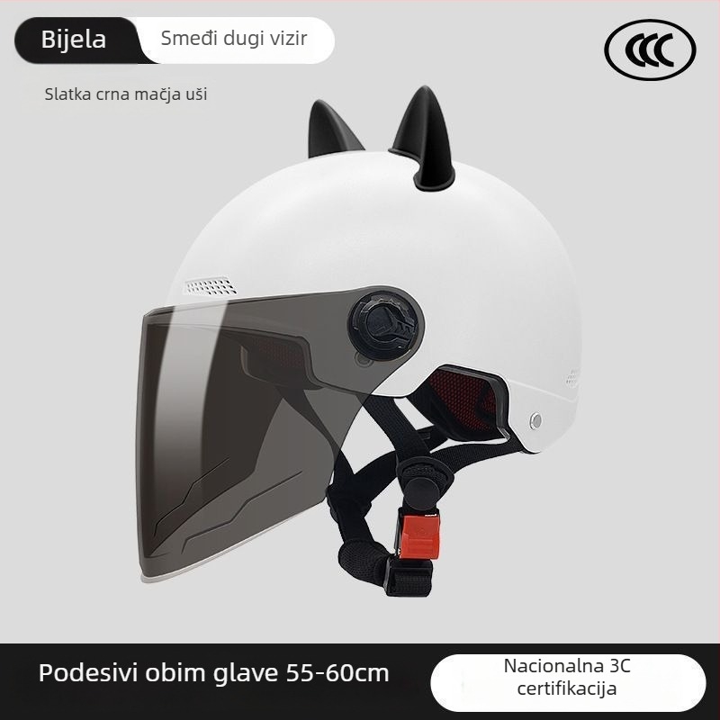 Kaciga za električno vozilo s mačjim ušima, unisex, ljeto, zaštita od sunca (Certifikacija: Tco99; Univerzalna upotreba; Ljeto; Personalizacija: Da)