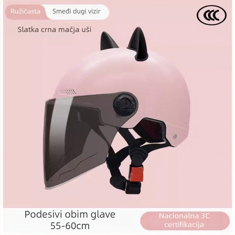 Kaciga za električno vozilo s mačjim ušima, unisex, ljeto, zaštita od sunca (Certifikacija: Tco99; Univerzalna upotreba; Ljeto; Personalizacija: Da)