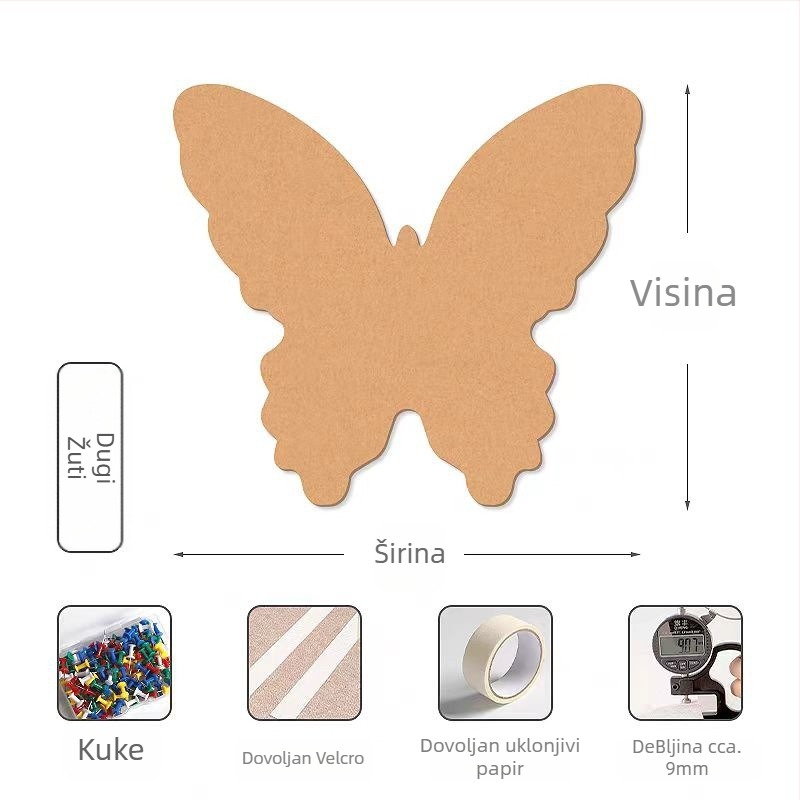 3D zidna naljepnica s leptirima od filca za ulazna vrata — dekorativna zidna slika za foto zid i TV pozadinu (Materijal: poliester vlakno; Funkcije: otporan na vlagu, protiv moljaca, protiv prljavštine, otporan na plijesan)