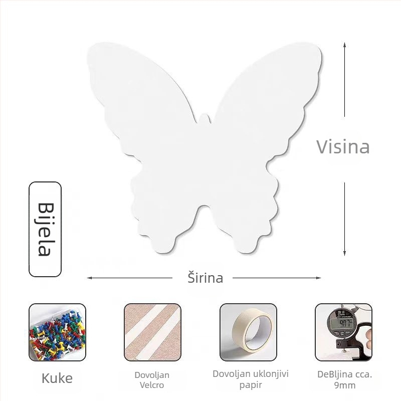 3D zidna naljepnica s leptirima od filca za ulazna vrata — dekorativna zidna slika za foto zid i TV pozadinu (Materijal: poliester vlakno; Funkcije: otporan na vlagu, protiv moljaca, protiv prljavštine, otporan na plijesan)