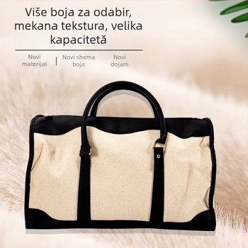 Platnena tote torba za poslovna putovanja, kvadratnog oblika, zatvaranje na zip i unutarnja zip torbica