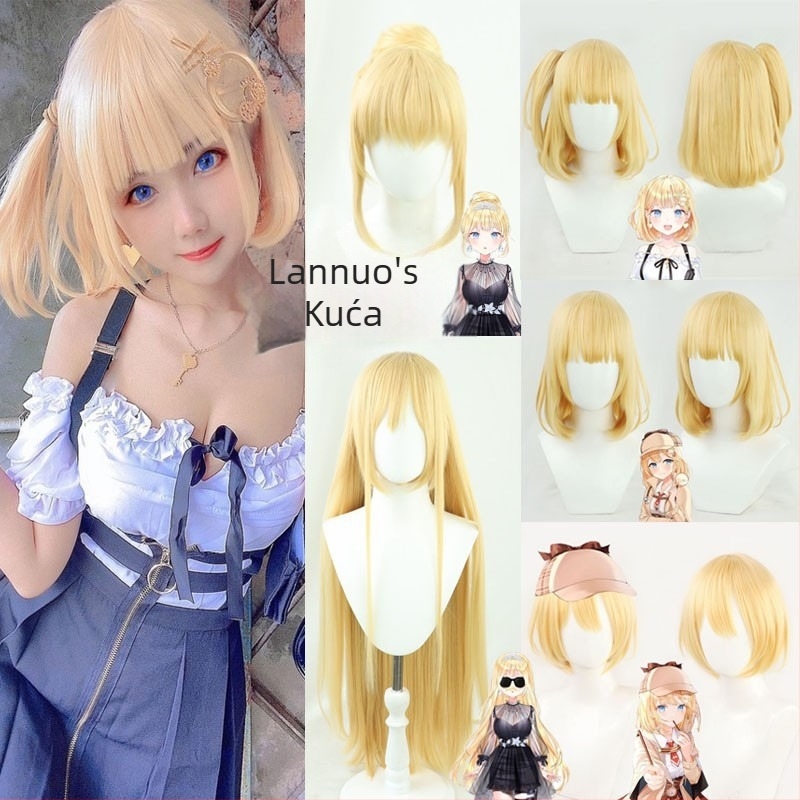 Watson Amelia Vtuber cosplay perika, vlakna otporna na visoke temperature, srednje duljine, nije pogodno za bojanje vrućom bojom