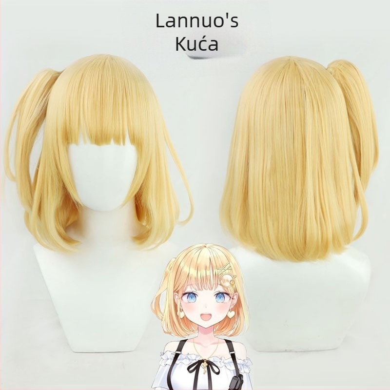 Watson Amelia Vtuber cosplay perika, vlakna otporna na visoke temperature, srednje duljine, nije pogodno za bojanje vrućom bojom