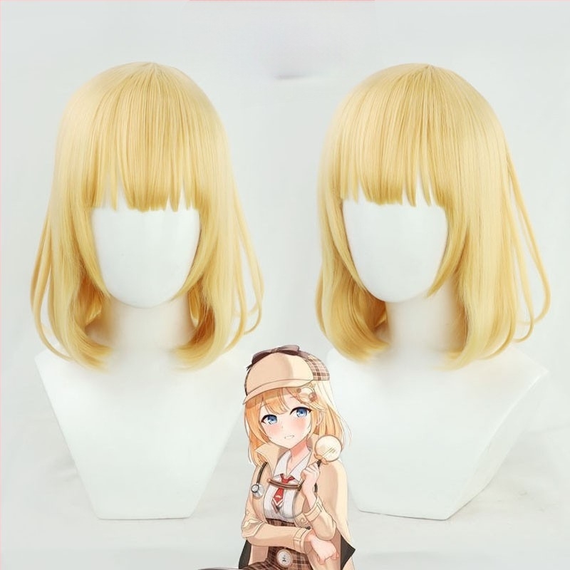 Watson Amelia Vtuber cosplay perika, vlakna otporna na visoke temperature, srednje duljine, nije pogodno za bojanje vrućom bojom