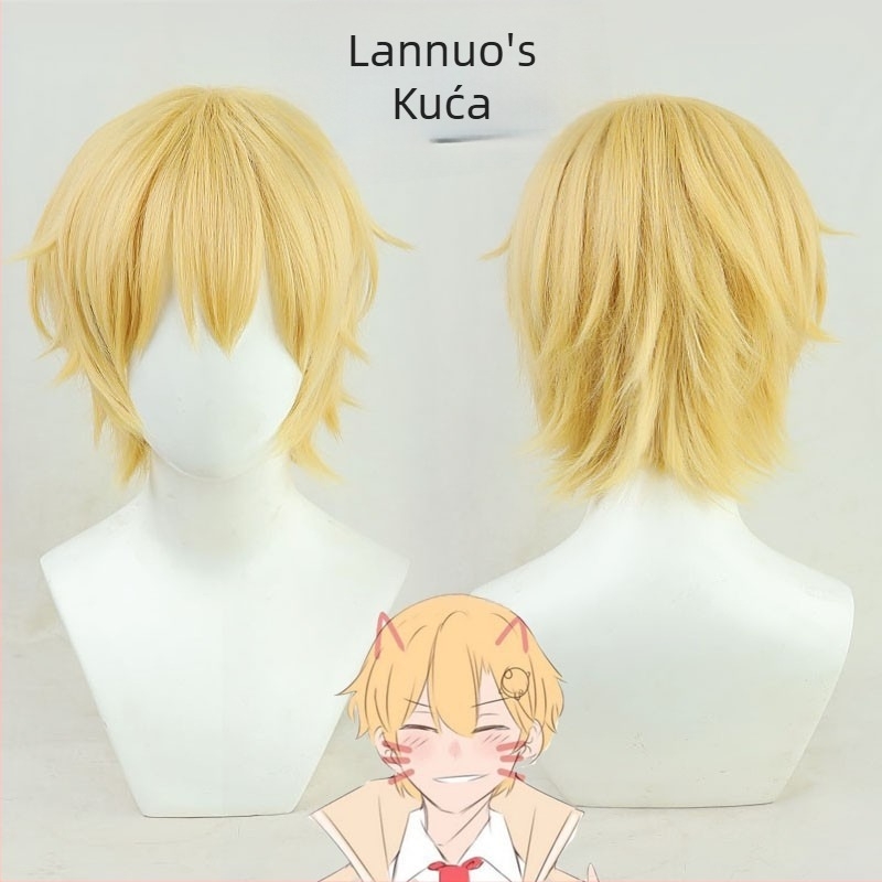 Watson Amelia Vtuber cosplay perika, vlakna otporna na visoke temperature, srednje duljine, nije pogodno za bojanje vrućom bojom