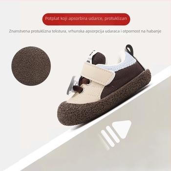 Dječje cipele za učenje hodanja s mekim potplatom, protiv klizanja, platnene, Velcro kopčanje, za proljeće i jesen, unisex