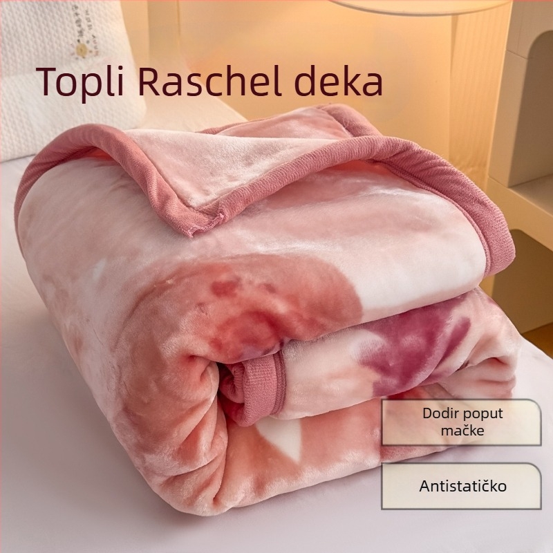 Raschel pliš deka, crtani uzorak, za sve sezone, za uzrast 1–12 godina, težina 1500–2000 g, fakultetski stil