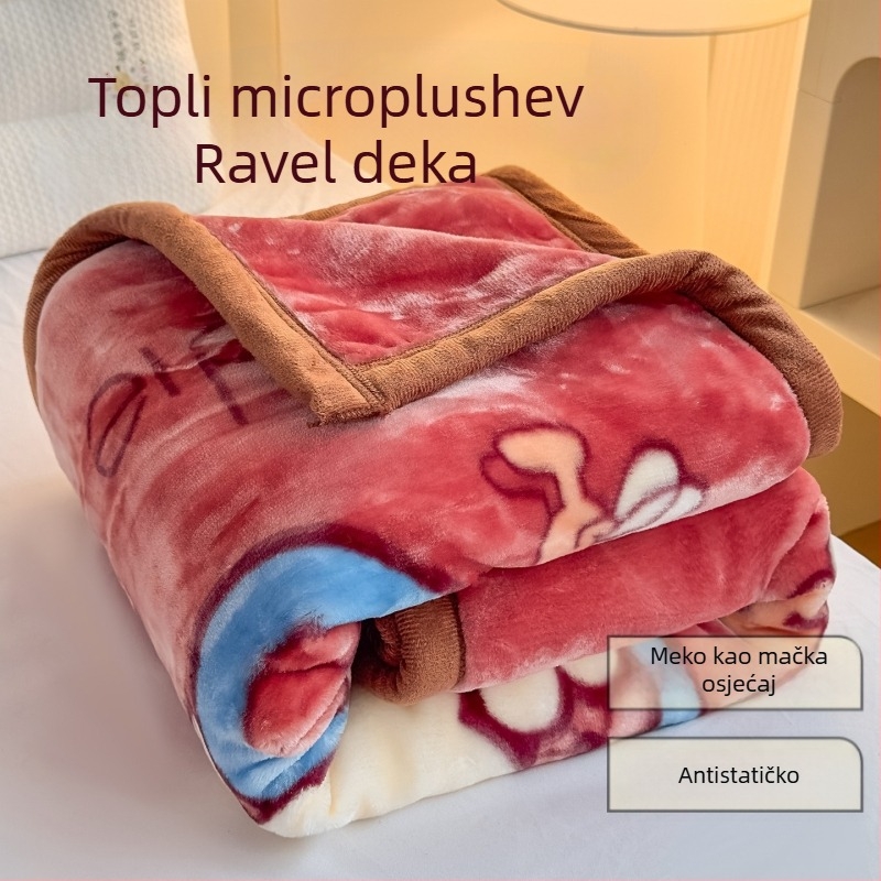 Raschel pliš deka, crtani uzorak, za sve sezone, za uzrast 1–12 godina, težina 1500–2000 g, fakultetski stil