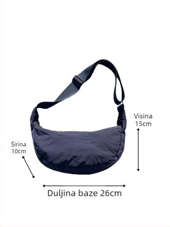 Torba preko ramena u obliku knedle, Oxford platno, zatvarač, najlonska podstava, jedna naramenica