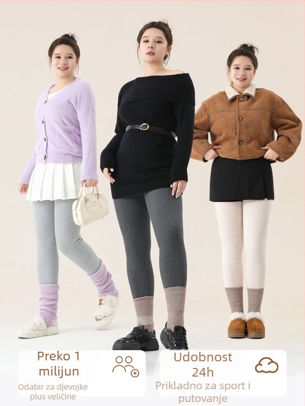 Ženske leggings od pamuka s flis unutarnjom podstavom, prugasti uzorak, visokim pasom, punom dužinom, pamuk-elastan tkanina