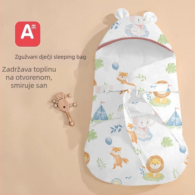 Sleep Sack za novorođenče – vanjski materijal 95% pamuk, punilo pamuk, uzorak životinja/crtanih likova, sigurnosna Klasa A, za ljeto i proljeće