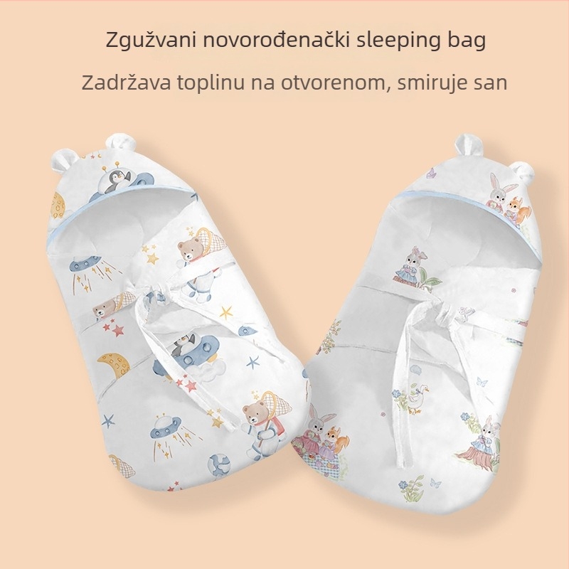 Sleep Sack za novorođenče – vanjski materijal 95% pamuk, punilo pamuk, uzorak životinja/crtanih likova, sigurnosna Klasa A, za ljeto i proljeće