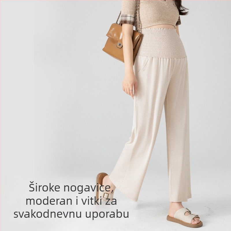 Trudničke široke hlače - Podržavanje trbuha, 95% viskoza, srednja gustoća, visoka elastičnost