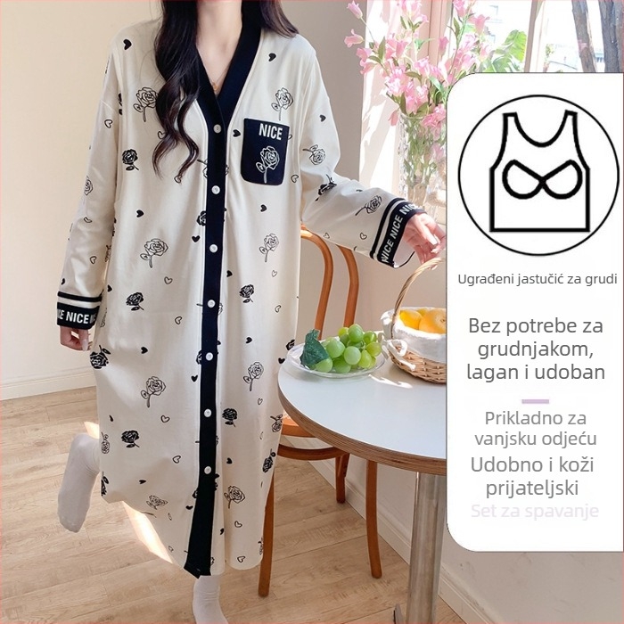 Trudničke haljine za dojenje, midi A-linija, V izrez, dugi rukav, pamuk 70–80%, ljeto 2024