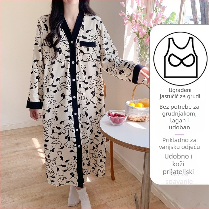 Trudničke haljine za dojenje, midi A-linija, V izrez, dugi rukav, pamuk 70–80%, ljeto 2024