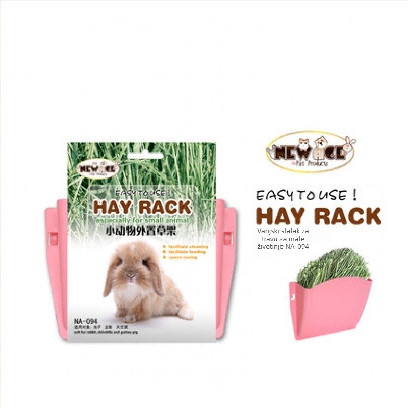 Krmilica za travu za zečeve, činčile i glodavce — vanjska, s oprugom, protiv rasipanja, protiv paše