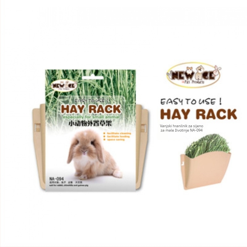 Krmilica za travu za zečeve, činčile i glodavce — vanjska, s oprugom, protiv rasipanja, protiv paše