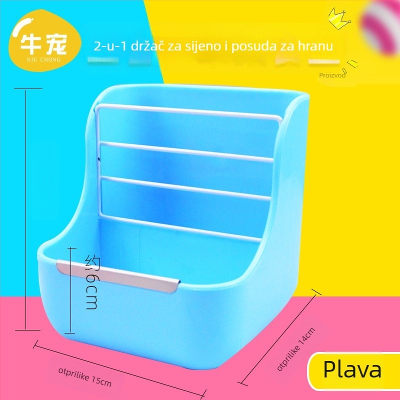 Krmilica za travu za zečeve, činčile i glodavce — vanjska, s oprugom, protiv rasipanja, protiv paše