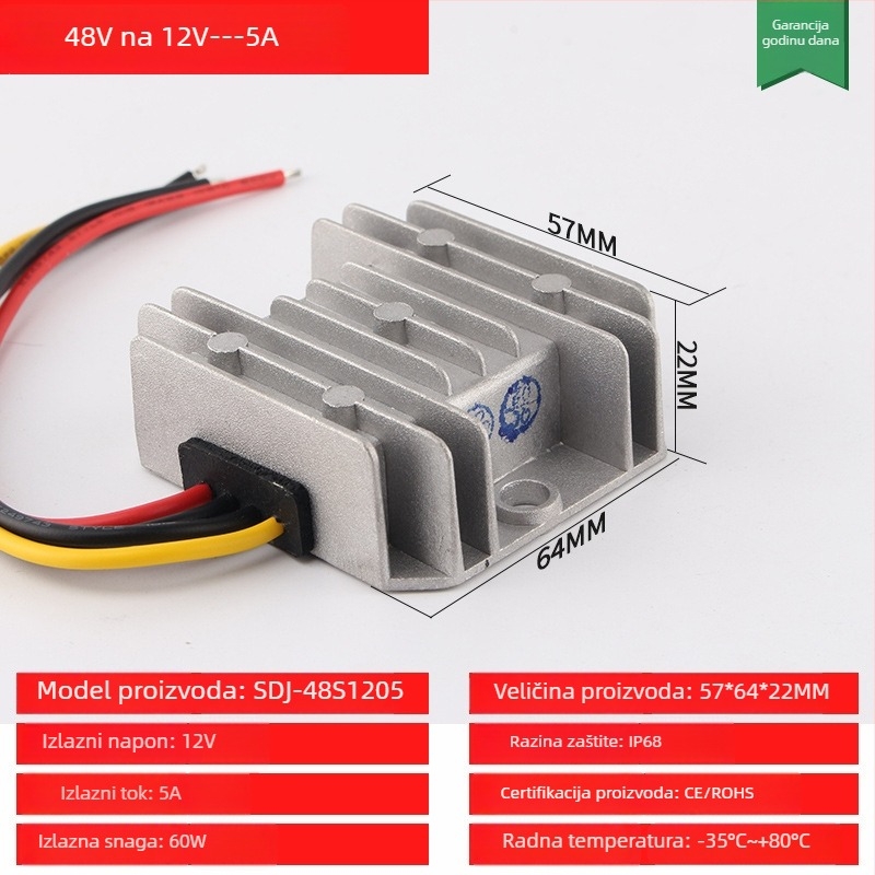 DC-DC buck-boost pretvarač 48V ulaz, 12V izlaz, do 30A, 350W, IP68, PWM upravljanje