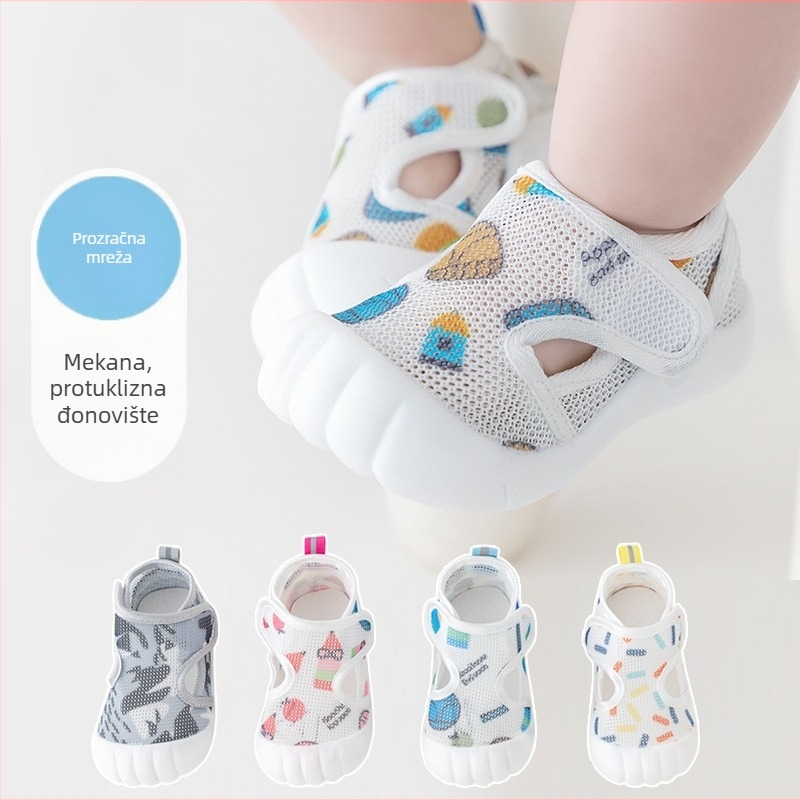 Dječje ljetne sandale - unisex, mrežasti gornji dio, TPR potplat s protukliznim prijanjanjem, Velcro zatvaranje, niski vrh, dob 6–36 mjeseci