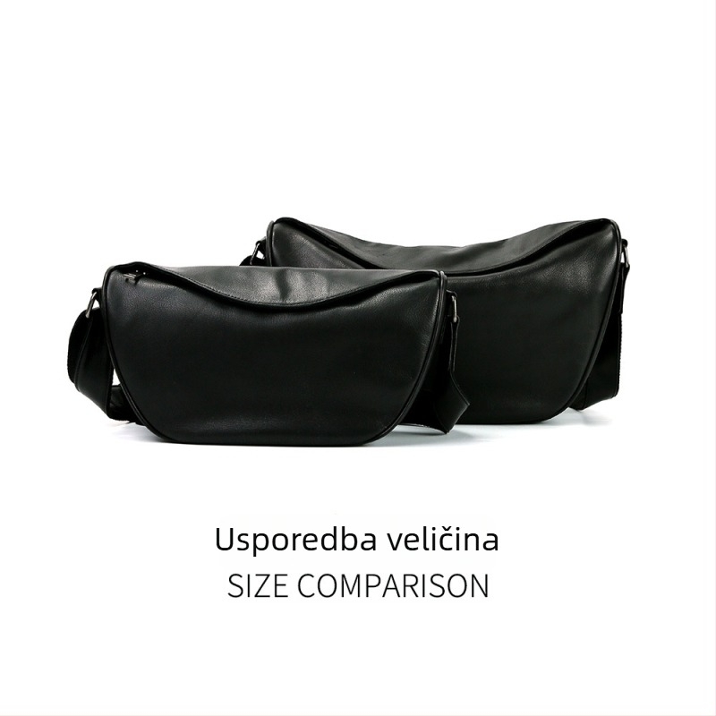 Ženska crossbody torba, korejski stil polumjesec Dumpling Bag, prva sloj teleće kože, zatvarač, unutarnje pretince: pretinac sa zatvaračem, džep za telefon, ID