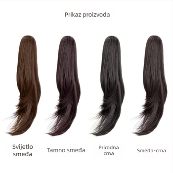Perika s dugom kosom i repom, kopča za rep, prirodno pahuljaste kovrče, vlakna otporna na visoke temperature, Yu Xi