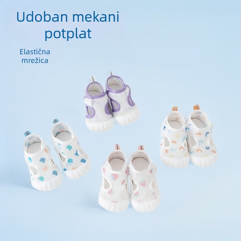 Unisex dječje sandale s mrežastim gornjim dijelom, prozračne, protuklizna podloga, zatvaranje na Velcro