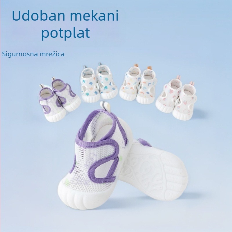 Unisex dječje sandale s mrežastim gornjim dijelom, prozračne, protuklizna podloga, zatvaranje na Velcro