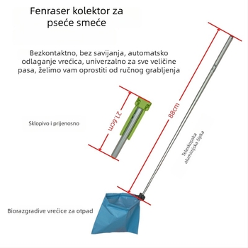 Sklopivi čistač psećih izmeta, automatska funkcija, plastični, s vrećom