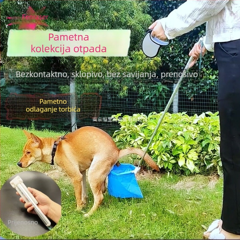 Sklopivi čistač psećih izmeta, automatska funkcija, plastični, s vrećom