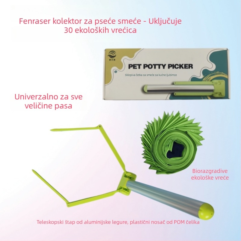 Sklopivi čistač psećih izmeta, automatska funkcija, plastični, s vrećom