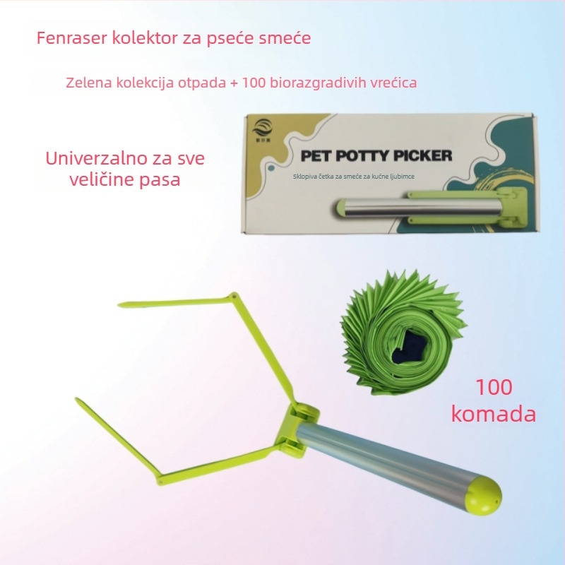 Sklopivi čistač psećih izmeta, automatska funkcija, plastični, s vrećom