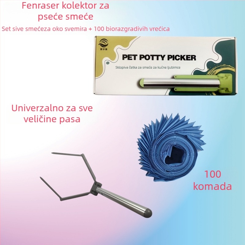 Sklopivi čistač psećih izmeta, automatska funkcija, plastični, s vrećom