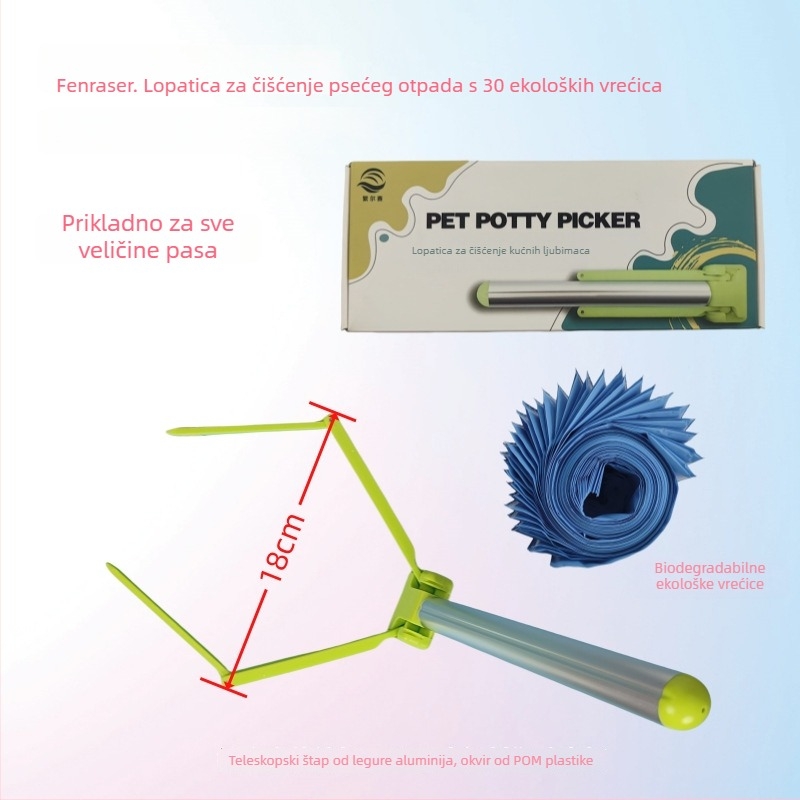 Sklopivi čistač psećih izmeta, automatska funkcija, plastični, s vrećom