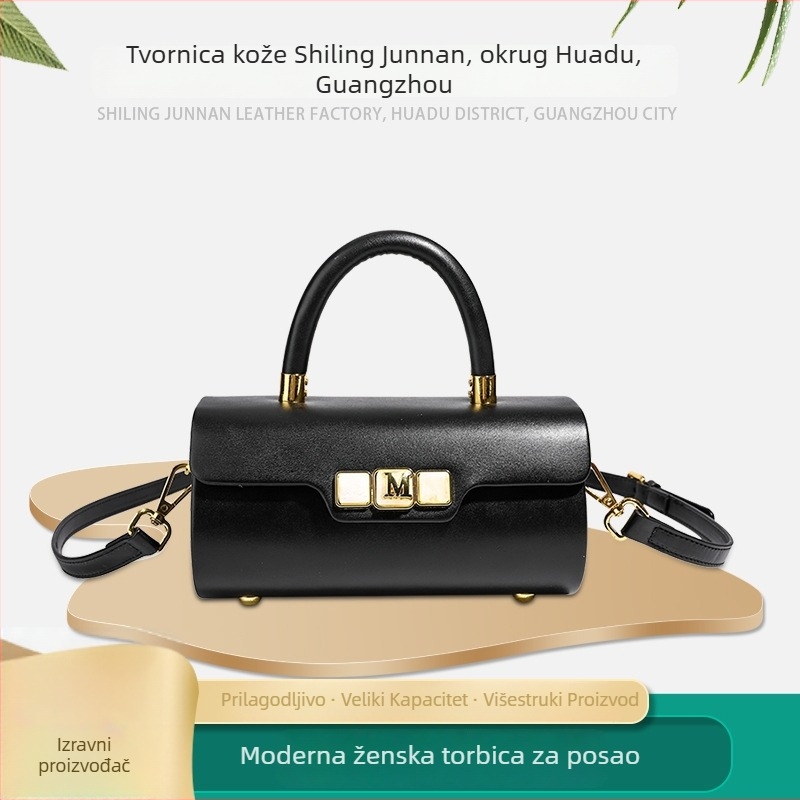 Junnan PU Mala kvadratna torba | gradski minimalistički stil, zatvaranje kapom, cilindrični oblik