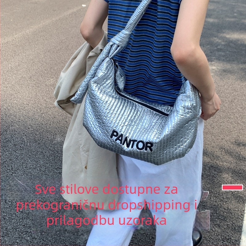 Ženska platnena torba dumpling-stila sa zatvaračem, podstava od poliestera, džep za mobitel