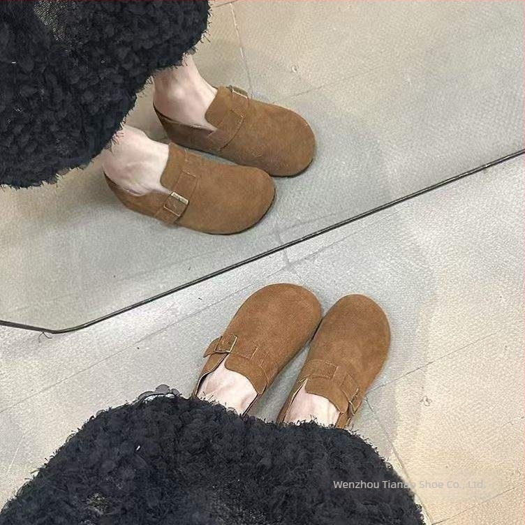 Dječje papuče s debelim đonom u Birkenstock stilu, plišani gornji dio, zatvoren prst, gumeni đon, izlazak zima 2024