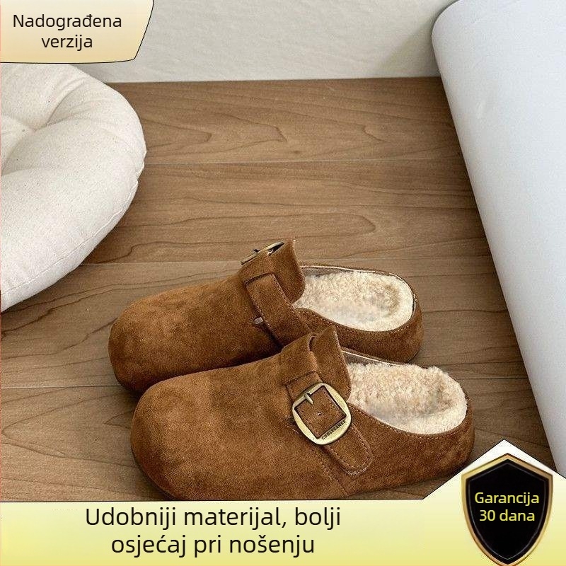 Dječje papuče s debelim đonom u Birkenstock stilu, plišani gornji dio, zatvoren prst, gumeni đon, izlazak zima 2024