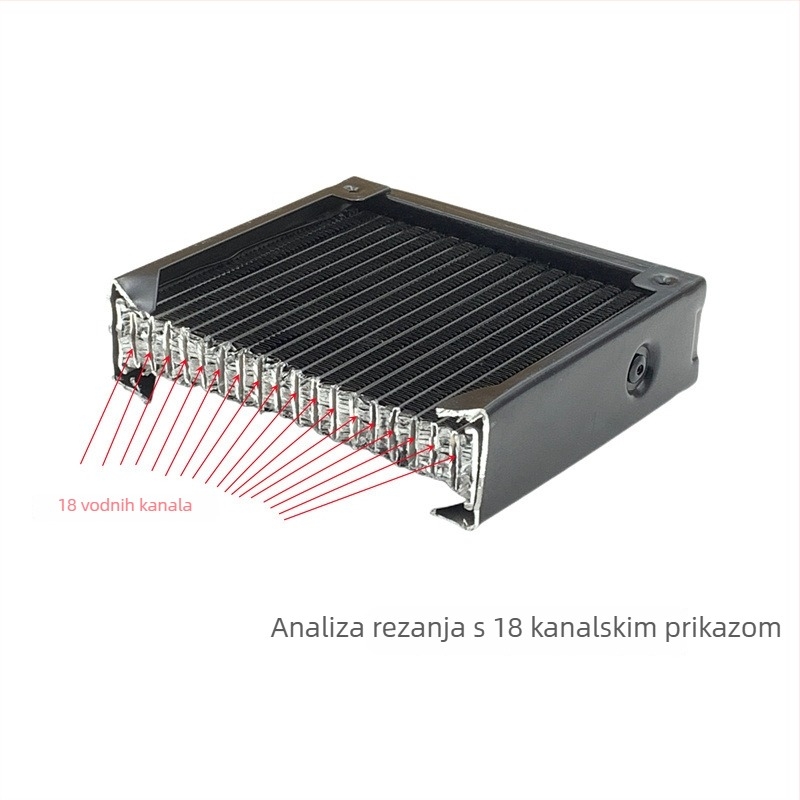 Aluminijski vodeno hlađeni radiator za industrijske računala, disipacija topline kroz cijevi