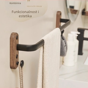 Zidni držač za ručnike s bezbušnim ugradnjom, aluminijska legura, nosivost 15 kg, jednostruki ili dvostruki sloj, završna obrada: prirodni vosak i ulje