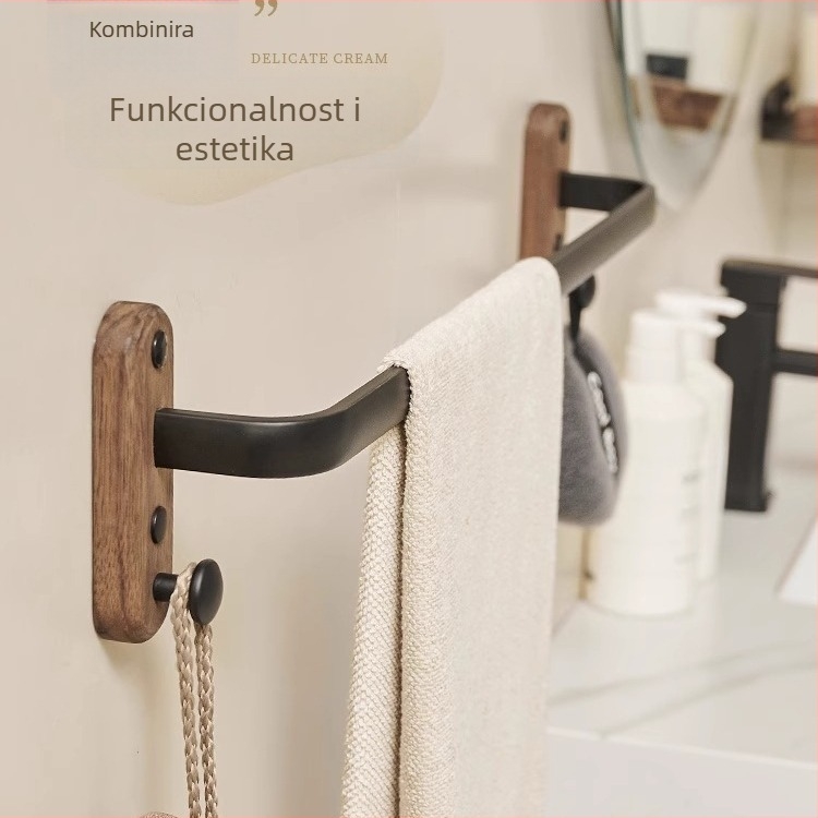 Zidni držač za ručnike s bezbušnim ugradnjom, aluminijska legura, nosivost 15 kg, jednostruki ili dvostruki sloj, završna obrada: prirodni vosak i ulje