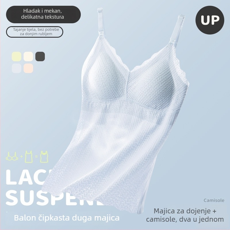 An tianyi Top za dojenje bez rukava s V-izrezom, Jacquard najlonska tvar, otvor za dojenje, uski kroj