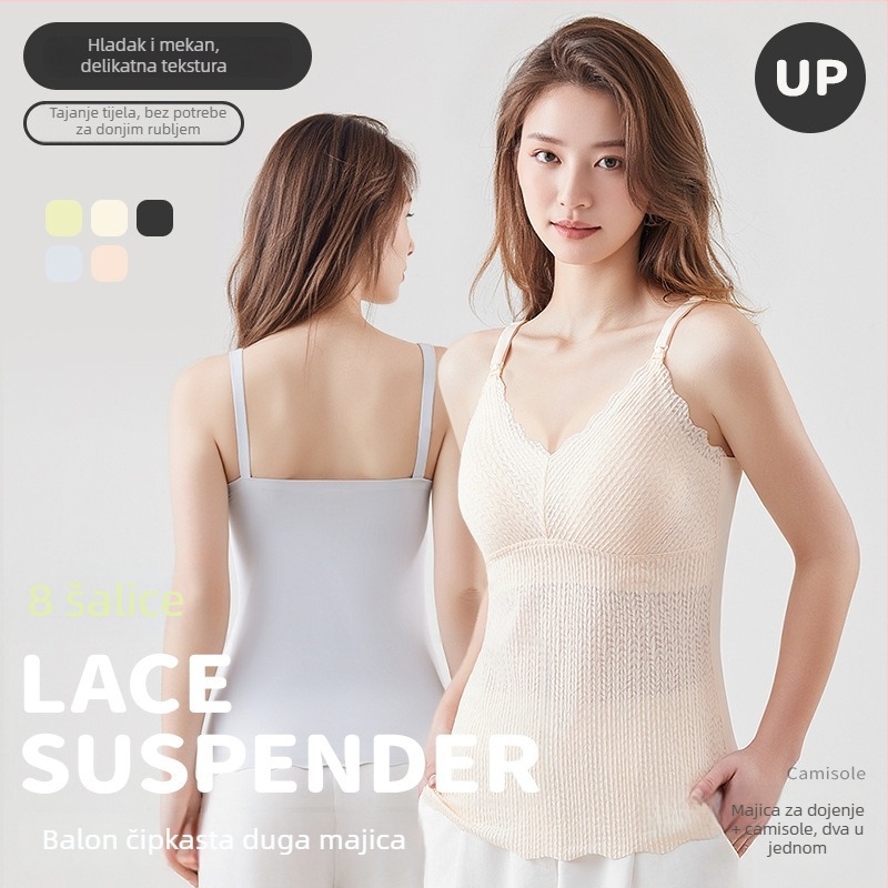 An tianyi Top za dojenje bez rukava s V-izrezom, Jacquard najlonska tvar, otvor za dojenje, uski kroj