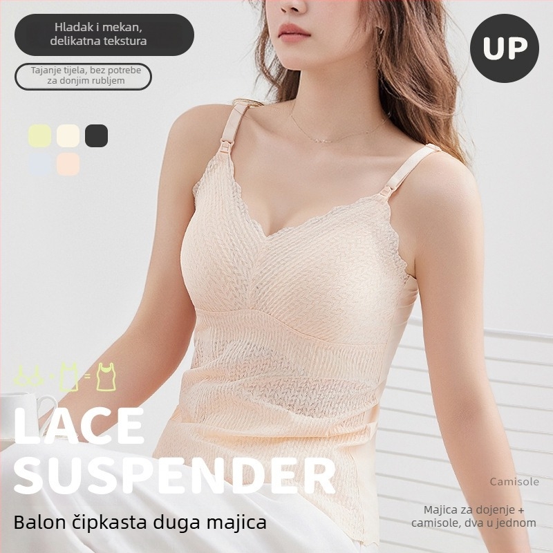 An tianyi Top za dojenje bez rukava s V-izrezom, Jacquard najlonska tvar, otvor za dojenje, uski kroj