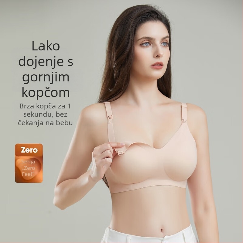 Trudnički dojiljni grudnjak - najlon materijal, glavni materijal 50–70%, tanke oblikovane košarice, stražnje četiri reda kopči, čvrste dvostruke naramenice; dojenje.