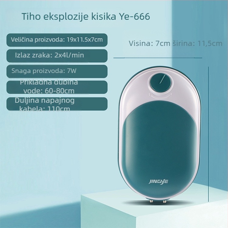 Jingye pumpa za oksigeniranje akvarija - dvostruka otvora, štedljiva i tiha